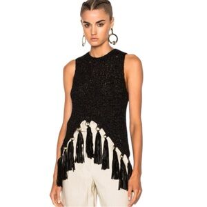 A.L.C. Carmelita Knit Tassel Trim‎ Tank Top Women’s Large Black Gold